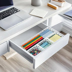 EasyPAG Desk Drawer Organizer with 4 Compartments, Carved Hollow Floral Metal Tray for Office, Jewelry, Cosmetics - No Assembly, White
