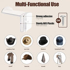 2.8 Inch Hat Hooks for Wall - (16 Pack) Cowboy Hat Rack, Strong Adhesive Cap Holder, Organizer for Baseball Caps, Western Room Decor - Clear