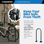 Sandbaggy In Ground Bike Rack | U Shaped, Commercial, Outdoor, 1 Loop, Steel | Black, 14.5" x 34" (20)