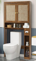 KIGOTY Over The Toilet Storage Cabinet, Bathroom Storage Organizer with 2 Doors, Toilet Rack with Adjustable Shelf,Freestanding Space-Saving Storage Rack for Toilet, Laundry Room,Brown