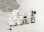 Metal Wire Storage Basket, Toilet Paper Roll Holder Wood Base Countertop Decor Box Toilet Tank Shelf Cabinet Organizer for Bathroom Pantry Garage Bedroom Livingroom (Cream White (2 Pack))