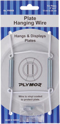 Plymor White Vinyl Finish Wall Mountable Plate Hanger, 4.625" H x 2.5" W x 0.5" D (for Plates 5" - 8"), Pack of 2