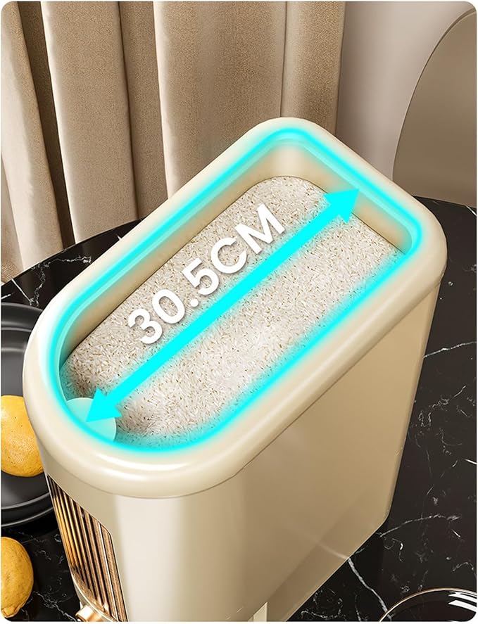 22LB Rice Dispenser, Large Grain Container Storage with Lid Measuring Cylinder Household Cereal Dispenser Bucket for Kitchen Soybean Corn (22LB-Green)