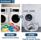 4 Pack Collapsible Laundry Baskets Dual Compartment, Mesh Pop Up Hamper with Easy Carry Handles, Foldable laundry hamper for College Dorm, Kids Room, Laundries and Travel, toy storage basket