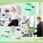 Marspark Sage Green Office Desk Accessories 12 Pcs Office Supplies Set 360° Rotating Pen Holder, Stapler, Tape Dispenser, Scissor, Sticky Notes, Binder Clips, Desk Organizers Gift for Home School