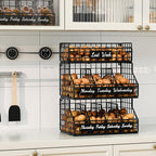 Egg Holder Countertop with Dividers & Labels, 3 Tier Stackable Chicken Egg Holder Egg Baskets for Gathering Fresh Eggs, Egg Organizer for Egg Storage, Wall-Mounted, Black