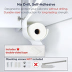 Paper Towel Holder - Under Cabinet, No-Drill Self-Adhesive Hanging Rack, Easy Tear, Space-Saving Sleek Metal Kitchen Roll Dispenser, Wall-Mount Look, Kitchen Storage & Organization - White