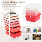 GOFLAME 6-Drawer Rolling Storage Cart, Multifunctional Art Craft Organizer Cart, Mobile Utility Storage Cart with Removable Drawers & Lockable Wheels, Craft Cart for Home Office, School, Pink