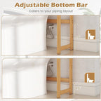 Tangkula Bamboo Over The Toilet Storage, 3-Tier Over Toilet Organizer Rack with 5-Position Adjustable Shelves, 3 Hooks, Adjustable Bottom Bar, Laundry Room Shelf, 28.5" Wide Bathroom Space Saver