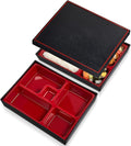 2 Pcs 12 x 9.5 x 2.2 Inch Japanese Lunch Box 5 Compartments Divided Bento Box with Greaseproof Adult Japanese Bento Lunch Container Sushi Home Restaurant