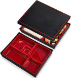 2 Pcs 12 x 9.5 x 2.2 Inch Japanese Lunch Box 5 Compartments Divided Bento Box with Greaseproof Adult Japanese Bento Lunch Container Sushi Home Restaurant