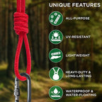 TECEUM Rope – 90 Feet x 1/4 Inch (7mm) – Red – Strong All-Purpose Utility Rope – Camping, Crafting, Flag Pole, Indoor & Outdoor – Polypropylene Nylon Poly Lightweight Diamond Braided Cord