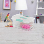Sterilite Medium Nesting ShowOffs, Stackable Small Storage Bin with Latching Lid and Handle, Plastic Container to Organize Home, Clear, 18-Pack