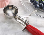 New Star Foodservice 34868 Commercial-Grade Thumb Press Food Disher/Ice Cream Scoop, 18/8 Stainless Steel, 1.75 oz, Size 24, Red