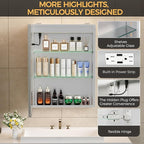 20 * 26 Smart LED Lighted Bathroom Medicine Cabinet Mirror with Touch Control, 3-Color Temperature, Stepless Dimming, 1-Hour Auto-Off – Ideal for Modern Bathrooms and Makeup Routines