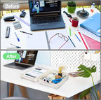3 Pack Letter Tray, Plastic Stackable A4 Paper Trays, Rectangular Desk Drawer Organizer, File Holder for Desktop, Office Supplies Storage, White
