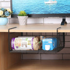 SUFAUY 2-Pack Under Shelf Basket, Under Cabinet Storage Hanging Organizer Holds up to 22lbs, Add Shelves for Storage for Pantry Closet, 11.3“d x 12.3" w, Black