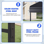 EROMMY 20' x 24' Heavy Duty Metal Carport with Galvanized Steel Roof & Base for All-Weather Protection, Outdoor Carport Garage, Versatile for Car, Boat, Tractor, and Party Use, Dark Gray