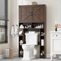 Vabches Over The Toilet Storage Cabinet, Farmhouse Storage Cabinet Over Toilet with 2 Barn Doors ，Toilet Paper Holder Stand，Home Space-Saving Toilet Rack, for Laundry, Restroom, Bathroom.Espresso.