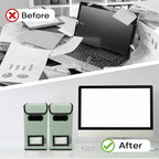 BALEINE File Organizer Box with Lid, Collapsible File Folder Organizer with Plastic Slide, Hanging File Folder Box for Office Document Storage (2 Pack, Green, S)