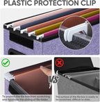 BALEINE File Organizer Box with Lid, Collapsible File Folder Organizer with Plastic Slide, Hanging File Folder Box for Office Document Storage (2 Pack, Purple, S)