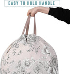 Sanlykate Extra Large Laundry Bag with Drawstring Closure and Handle, 28 x 40 Inch Heavy Duty Travel Dirty Clothes Bag for Laundromat and Household, Black Peony