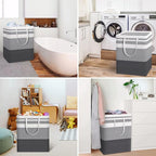 HomeHacks Large Laundry Basket, Waterproof, Freestanding Laundry Hamper, Collapsible Tall Clothes Hamper with Extended Handles for Clothes in The Dorm and Family-(Gradient Grey, 125L)