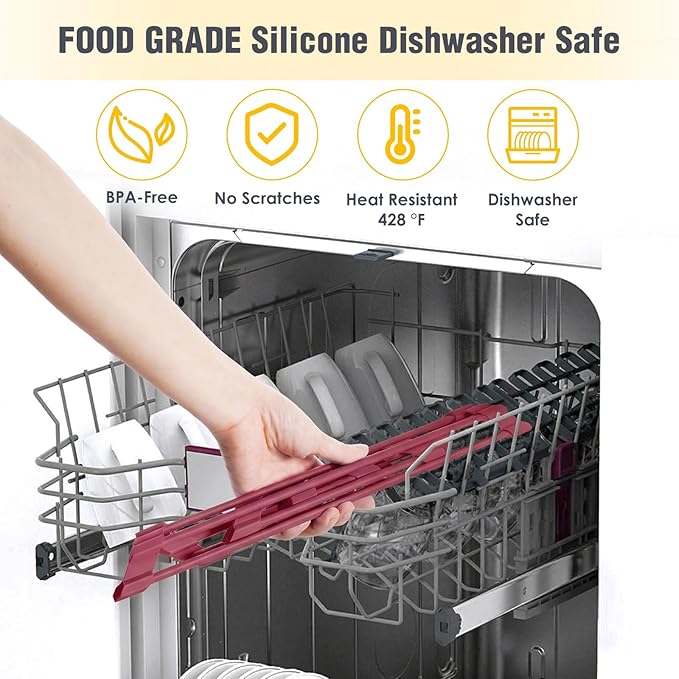 Tomorotec Small Triangle Roll-Up Dish Drying Rack with Silicone Coating Stainless Steel Frame for Sink Corners, Multipurpose Over-The-Sink Kitchen Drainer & Organizer for Space-Saving Storage-Wine red