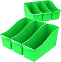 Storex Large Book Bin, 14.3 x 5.3 x 7 Inches, Green, Case of 6 (71118U06C)
