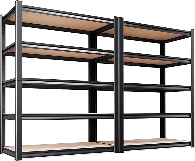 Set of 2 71"H Garage Shelving-2050LBS 5 Tier Storage Shelves,Adjustable Heavy Duty Metal Shelving Unit and Storage Large Rack,Utility Steel Shelf For Shop Warehouse Industrial Pantry 71"x35"x16"