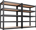 Set of 2 71"H Garage Shelving-2050LBS 5 Tier Storage Shelves,Adjustable Heavy Duty Metal Shelving Unit and Storage Large Rack,Utility Steel Shelf For Shop Warehouse Industrial Pantry 71"x35"x16"