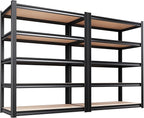 Set of 2 71"H Garage Shelving-2050LBS 5 Tier Storage Shelves,Adjustable Heavy Duty Metal Shelving Unit and Storage Large Rack,Utility Steel Shelf For Shop Warehouse Industrial Pantry 71"x35"x16"
