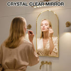 Arched Medicine Cabinet Mirror No Assembly Needed Bathroom Mirror with Storage Recessed or Surface Mount Options (Gold, 29.5" L x 15.8" W)