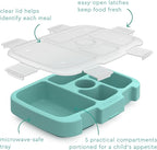 Bentgo® Kids Tray with Transparent Cover - Reusable, BPA-Free, 5-Compartment Meal Prep Container with Built-In Portion Control for Healthy, At-Home Meals & On-the-Go Lunches (Seafoam)