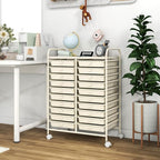 COSTWAY 20-Drawer Rolling Storage Cart, Utility Storage Organizer Cart for Tools, Scrapbook, Paper, Craft, Multipurpose Storage Trolley on Wheels for Home Office School, Ivory White