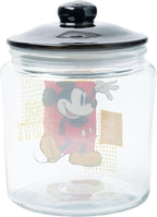 Silver Buffalo Disney Mickey Mouse Glass Jar with Lid, 4” x 4” x 6”
