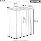 Lifetime Vertical Storage Shed, Desert Sand, Resin Outdoor Tool Shed with Lockable Doors and Weather-Resistant Panels