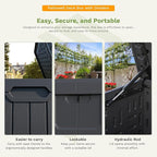 Patiowell 230 Gallon Large Outdoor Storage Box, Waterproof Deck Box with Fixed Divider, Lockable and Durable Patio Storage Solution for Patio Furniture and Garden Tools, Black