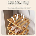 The 5-Tier No-Assembly Bamboo Rack, Bamboo Shoe Rack, Foldable Shoe Rack, Space Saving Collapsible Shelves for Entryway, Closet, Bathroom, Bamboo Shoe Rack, Foldable Shoe Rack (Brown, 5Tier)