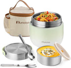40oz Insulated Food Jar with 2 Compartments, Leak-Proof Thermo for Hot Food Wide Mouth Stainless Steel Includes Spoon and Fork Soup Thermo Lunch Containers Bento Box for Adults（Green