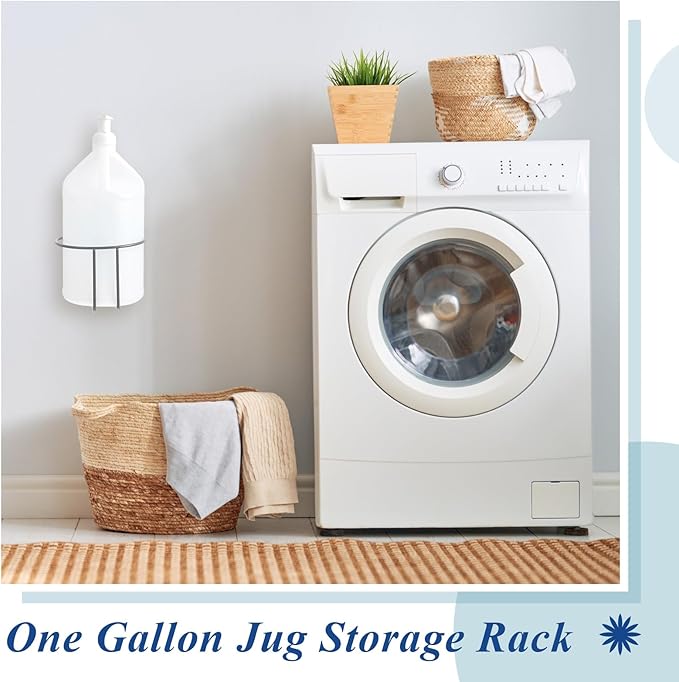 Hicarer 2 Pcs One Gallon Jug Storage Rack Wall Mounted Heavy Duty Steel Wall Rack for 1 Gallon Bottle Round Water Jug Holder with Hardware Hand Sanitizer 6-3/4" W x 5" H x 6-1/2" D (Gray)