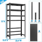 Over The Toilet Storage Shelves 5-Tier Above Over Toilet Storage Shelf Metal Shelving Adjustable Bathroom Organizers and Storage for Living Room, Laundry Room, Balcony, Kitchen, 72"H×35.4"W×13.8"D