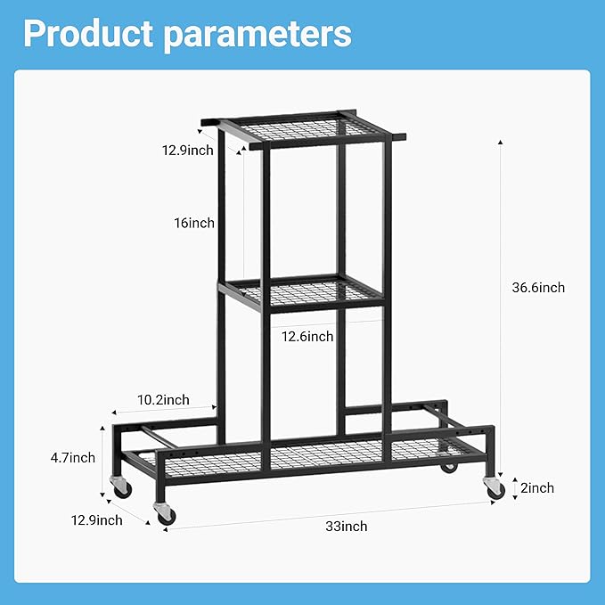 Standing Ski Storage Rack, Holds Snowboards & Skis, 3-Tier Organizer for Gear, Black - Ski Rack for Garage with Anti-Slipmat
