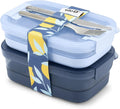 Ello 2-Pack Lunch Stack Plastic Food Storage Container Bento Box with Airtight, Leak-Proof Locking Plastic Lids and Silicone Base, BPA-Free, Freezer, Microwave, and Dishwasher Safe, Blueberry