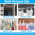 VinBee 20 PCS Laundry Hooks with Clips Super Strong Plastic Home Travel Swivel Hanging Hanger Closet Organizer Clamps Socks Boot Bras Towels for Bathroom Wardrobe Kitchen - 4.3 Inches (Black+White)