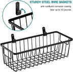 SheeChung Farmhouse Metal Wire Bin Basket with Wall Mount - Small, 4 Pack - Portable Hanging Wall Basket, Rustic Home Storage Organizer for Cabinets, Pantry, Closets, Bathroom, Kitchen,Bedroom(Black)