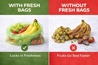 Reusable produce bags to keep Fruit fresh longer reusable,40 Pack(20S,20L) Vegetable bags to keep fresh,Green vegetable refrigerator bags,Green Reusable Salad & Cut Flower Storage Bags,BPA Free
