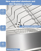 Dish Drying Rack, Thicker Premium Aluminum Frame and 304 Stainless Steel Plate Rack for Kitchen Counter, Automatic Drainage Spout, Dish Drainer & Drainboard Set with Utensil Holder, White