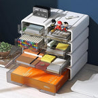 Desk Organizer with Drawers, Stackable Storage Drawers with Compartments Desktop Organization for Office Supplies, Makeup, Pencils, Tape, Erasers, Paperclips, Chargers (White 2S2M)