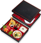 2 Pcs 12 x 9.5 x 2.2 Inch Japanese Lunch Box 6 Compartments and Bowl Divided Bento Box with Greaseproof Adult Japanese Bento Lunch Container Sushi Home Restaurant